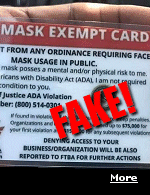 The phony card reads: ''Wearing a face mask posses a mental and/or physical risk to me. Under the Americans with Disability Act (ADA), I am not required to disclose my condition to you.''